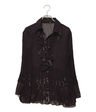 ジルサンダー ブラウス フリル レーヨン シルク ボルドー レディース SIZE - Jil sander