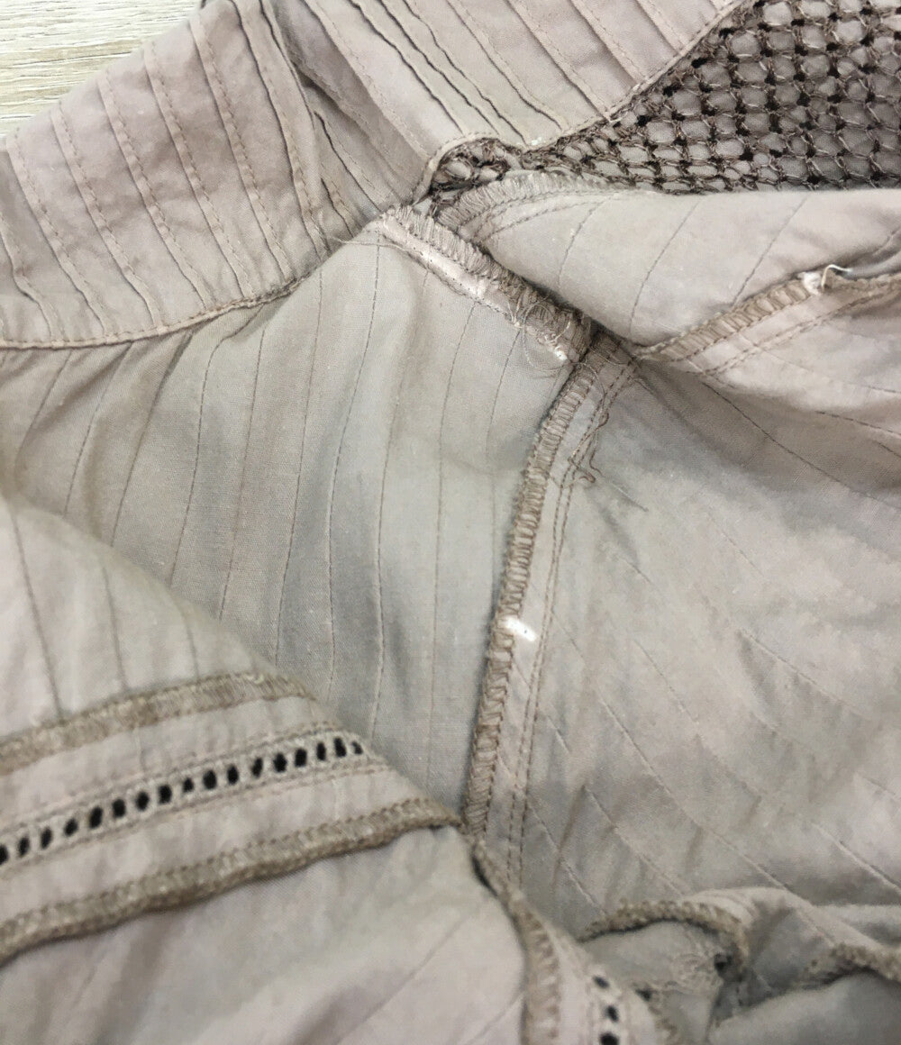 イッセイミヤケ 七分袖ワンピース 筆タグ 切替 カラーワンピース JG12189 レディース SIZE M ISSEY MIYAKE