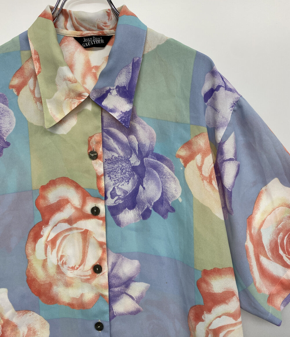 ジャンポール・ゴルチェ 半袖ブラウス 花柄 アロハ レディース SIZE B85 T156 Jean Paul Gaultier