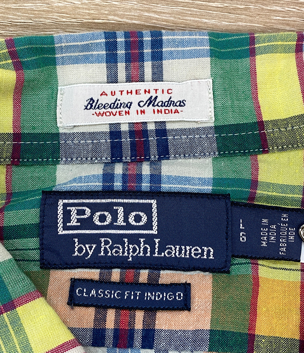 美品 POLO RALPH LAUREN 長袖シャツ インドマドラス クラシック フィット チェック ワークシャツ メンズ SIZE L ポロ・ラルフローレン