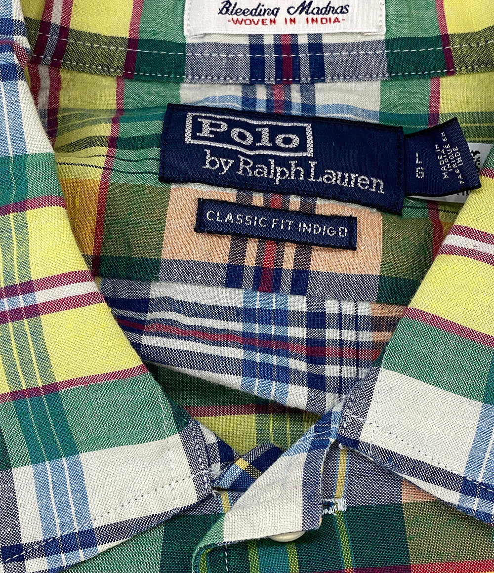美品 POLO RALPH LAUREN 長袖シャツ インドマドラス クラシック フィット チェック ワークシャツ メンズ SIZE L ポロ・ラルフローレン
