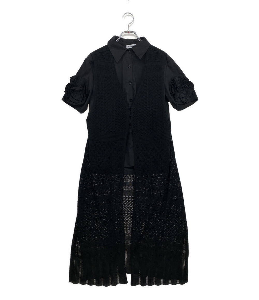 ジルサンダー ロングカーディガン ドッキング 透かし編み レディース SIZE - Jil sander
