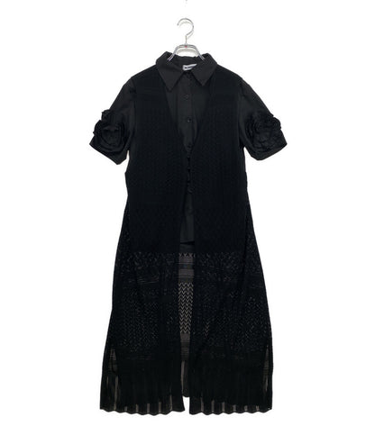 ジルサンダー ロングカーディガン ドッキング 透かし編み レディース SIZE - Jil sander