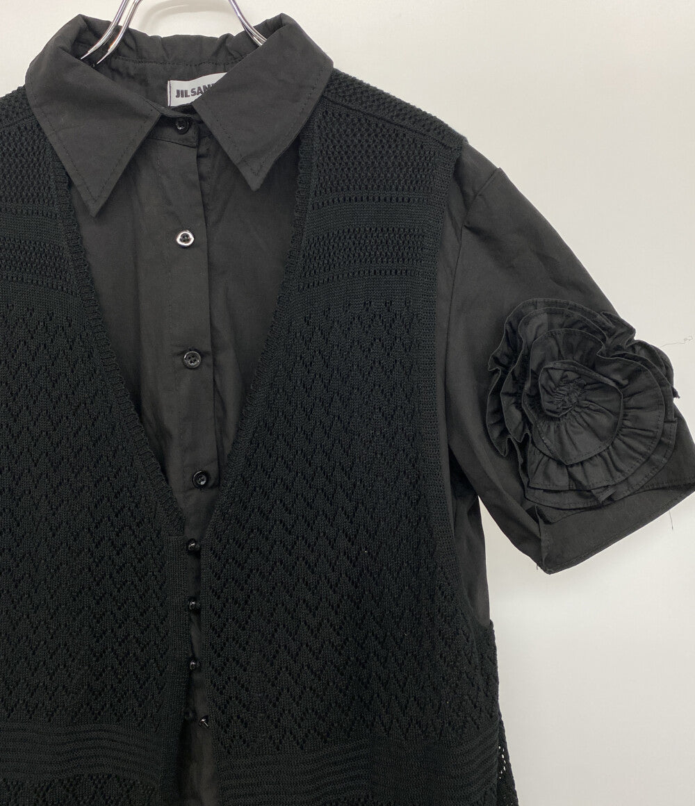 ジルサンダー ロングカーディガン ドッキング 透かし編み レディース SIZE - Jil sander