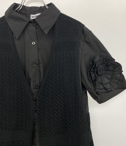 ジルサンダー ロングカーディガン ドッキング 透かし編み レディース SIZE - Jil sander