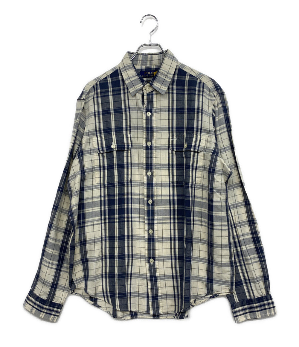美品 POLO RALPH LAUREN 長袖シャツ ワークシャツ ネコ目ボタン チェック メンズ SIZE L ポロ・ラルフローレン