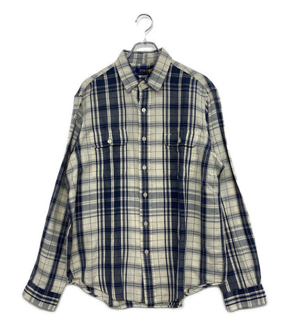 美品 POLO RALPH LAUREN 長袖シャツ ワークシャツ ネコ目ボタン チェック メンズ SIZE L ポロ・ラルフローレン