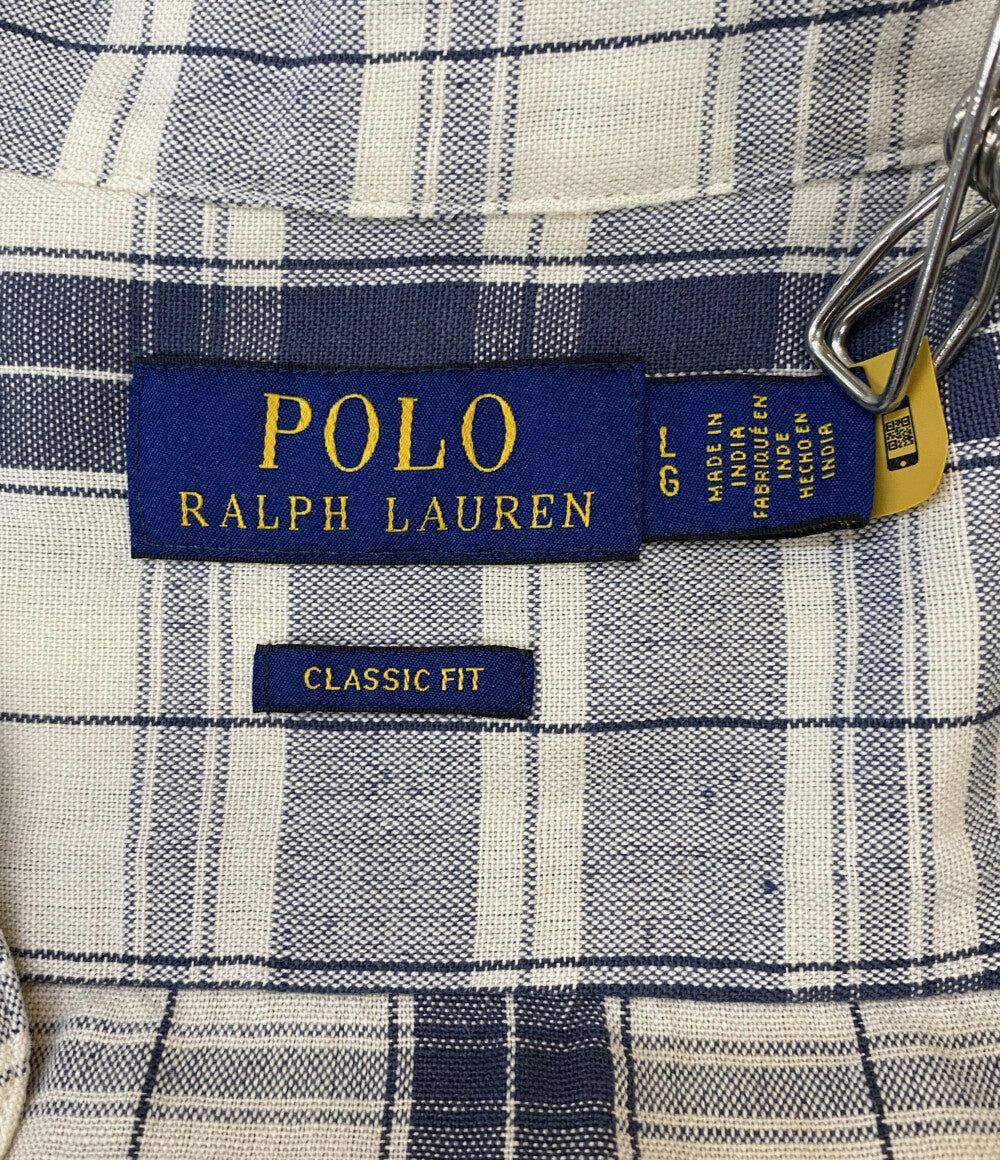 美品 POLO RALPH LAUREN 長袖シャツ ワークシャツ ネコ目ボタン チェック メンズ SIZE L ポロ・ラルフローレン
