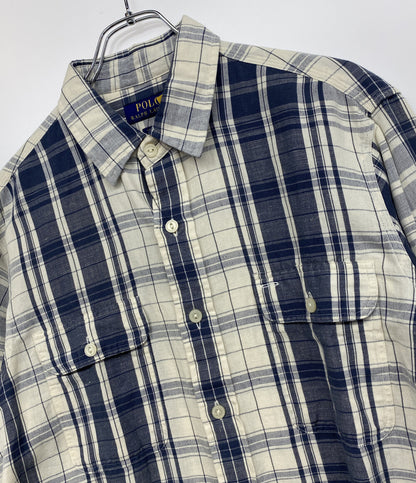 美品 POLO RALPH LAUREN 長袖シャツ ワークシャツ ネコ目ボタン チェック メンズ SIZE L ポロ・ラルフローレン