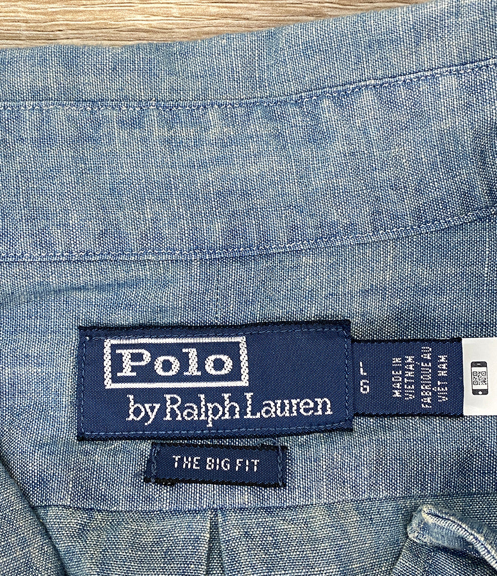 ポロ・ラルフローレン 美品 長袖シャツ THE BIG FIT シャンブレー ブルー メンズ SIZE L POLO RALPH LAUREN