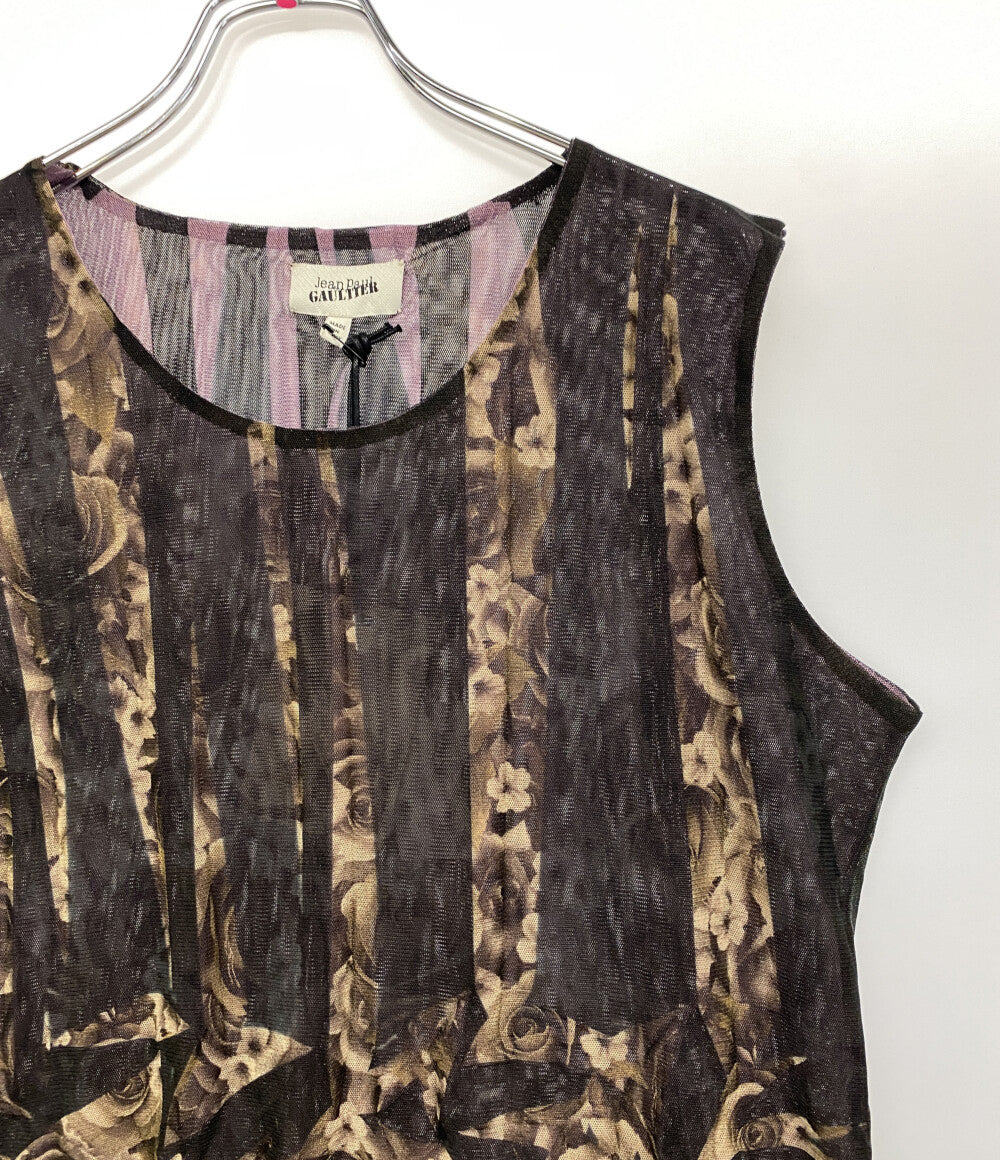 ジャンポール・ゴルチェ 美品 ノースリーブブラウス パワーネット GPC705A FLOWER レディース SIZE 38 Jean Paul GAULTIER