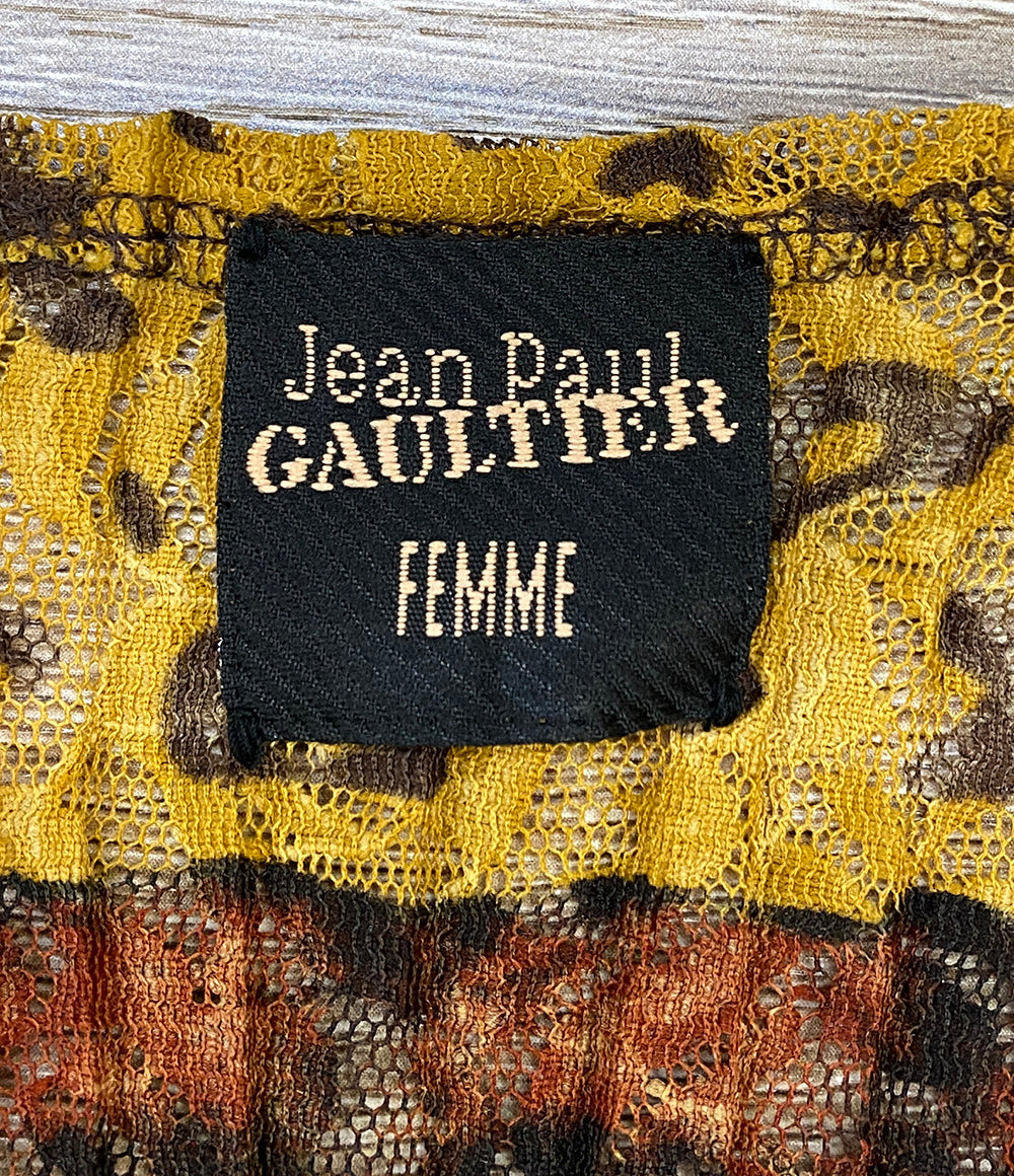 美品 ジャンポールゴルチエファム ブラウス 90s プリーツ ブラウン 柄 210-5.PO.WO レディース SIZE 40 JEAN PAUL GAULTIER FEMME