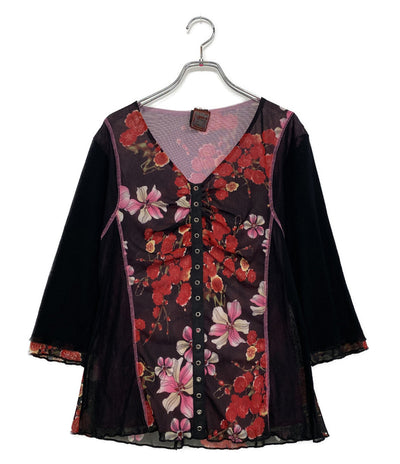 ジャンポール・ゴルチェ ブラウス Gaultier Jeans パワーネット 花柄 レディース SIZE B79 T156 Jean Paul GAULTIER