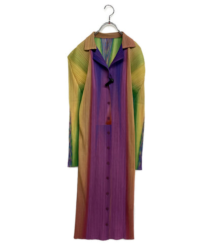 プリーツプリーズ 美品 レインボーグラデーションボタンワンピース 97AW PP79-JH825 レディース SIZE 3 PLEATS PLEASE