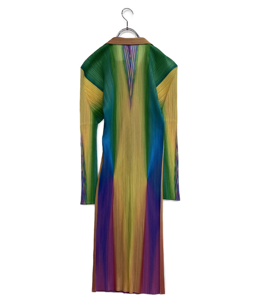 プリーツプリーズ 美品 レインボーグラデーションボタンワンピース 97AW PP79-JH825 レディース SIZE 3 PLEATS PLEASE