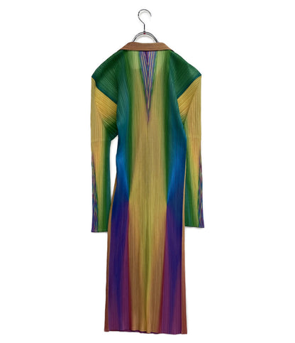 プリーツプリーズ 美品 レインボーグラデーションボタンワンピース 97AW PP79-JH825 レディース SIZE 3 PLEATS PLEASE