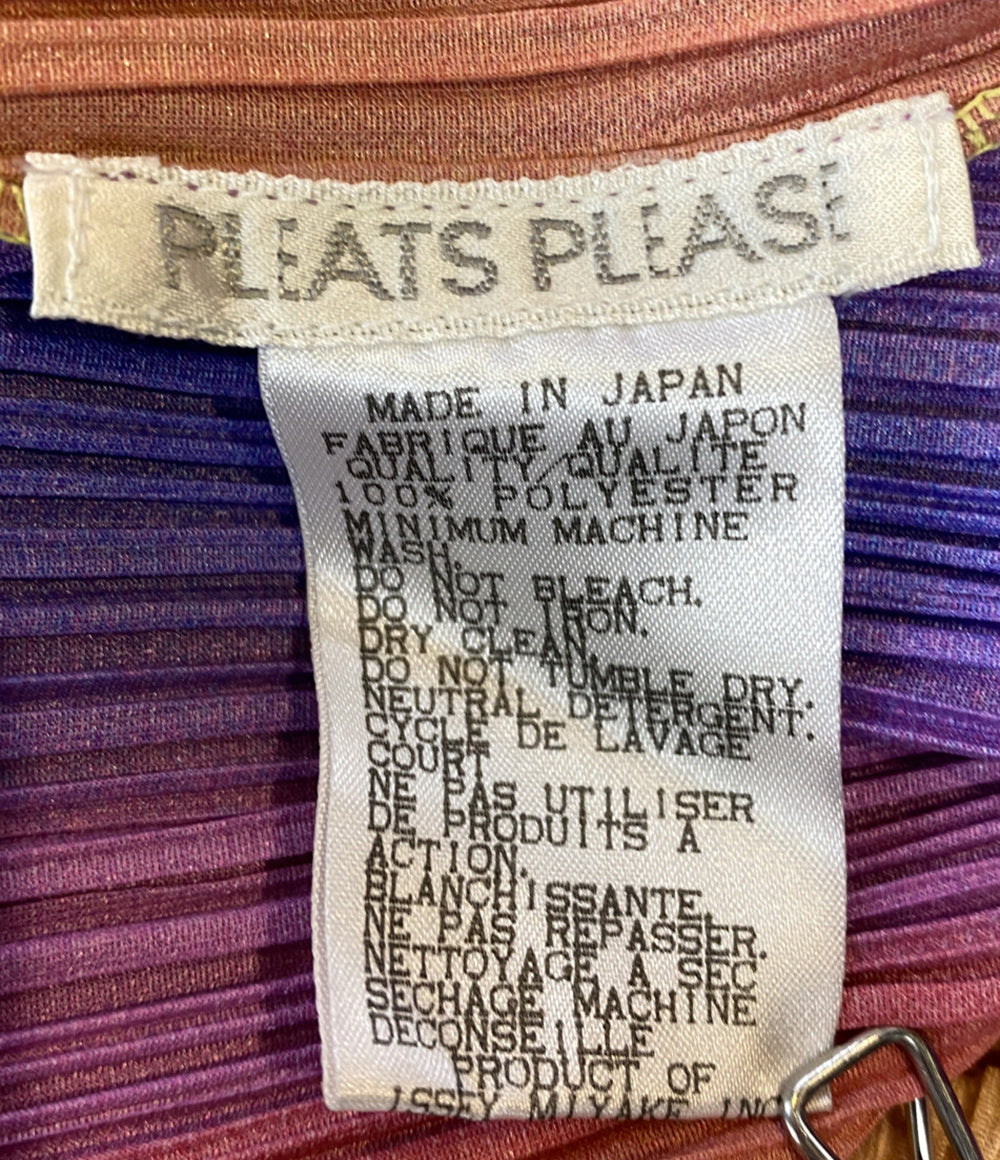 プリーツプリーズ 美品 レインボーグラデーションボタンワンピース 97AW PP79-JH825 レディース SIZE 3 PLEATS PLEASE