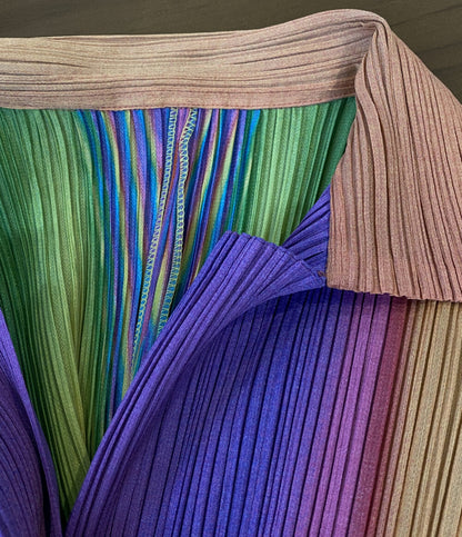 プリーツプリーズ 美品 レインボーグラデーションボタンワンピース 97AW PP79-JH825 レディース SIZE 3 PLEATS PLEASE