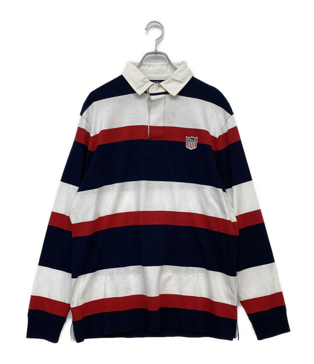 POLO RALPH LAUREN ラガーシャツ 長袖 エンブレムロゴ ボーダー メンズ SIZE L ポロ・ラルフローレン