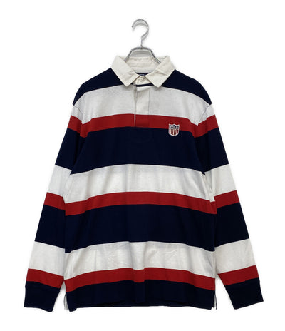 POLO RALPH LAUREN ラガーシャツ 長袖 エンブレムロゴ ボーダー メンズ SIZE L ポロ・ラルフローレン