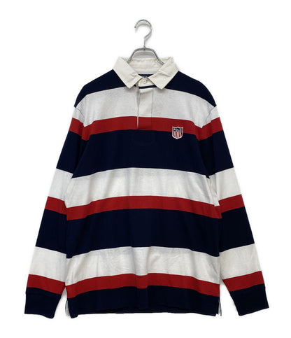 POLO RALPH LAUREN ラガーシャツ 長袖 エンブレムロゴ ボーダー メンズ SIZE L ポロ・ラルフローレン