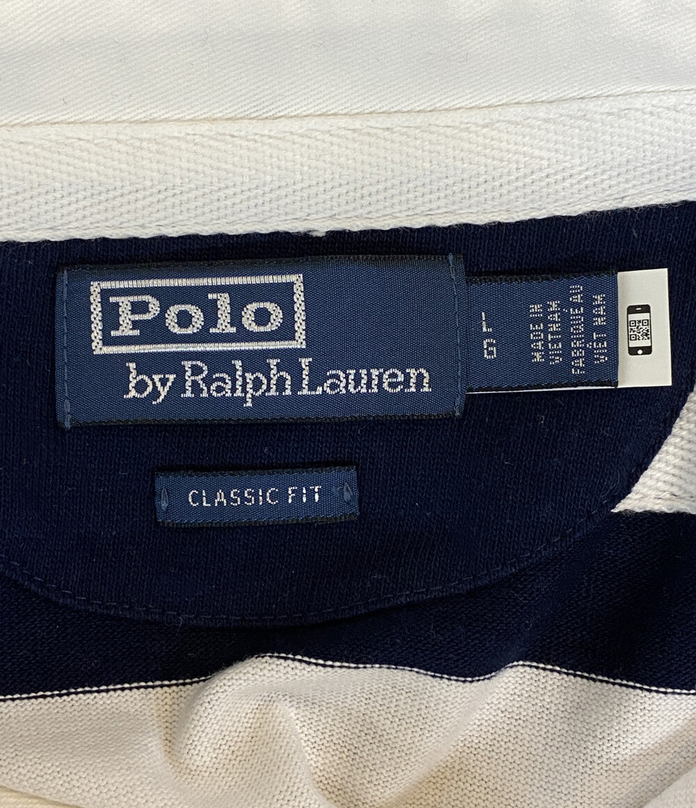POLO RALPH LAUREN ラガーシャツ 長袖 エンブレムロゴ ボーダー メンズ SIZE L ポロ・ラルフローレン