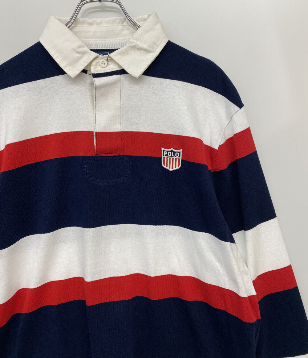 POLO RALPH LAUREN ラガーシャツ 長袖 エンブレムロゴ ボーダー メンズ SIZE L ポロ・ラルフローレン