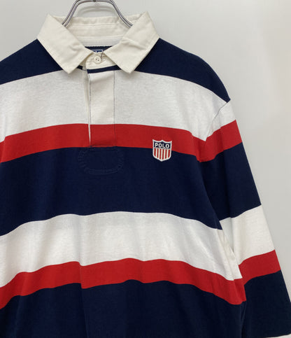 POLO RALPH LAUREN ラガーシャツ 長袖 エンブレムロゴ ボーダー メンズ SIZE L ポロ・ラルフローレン
