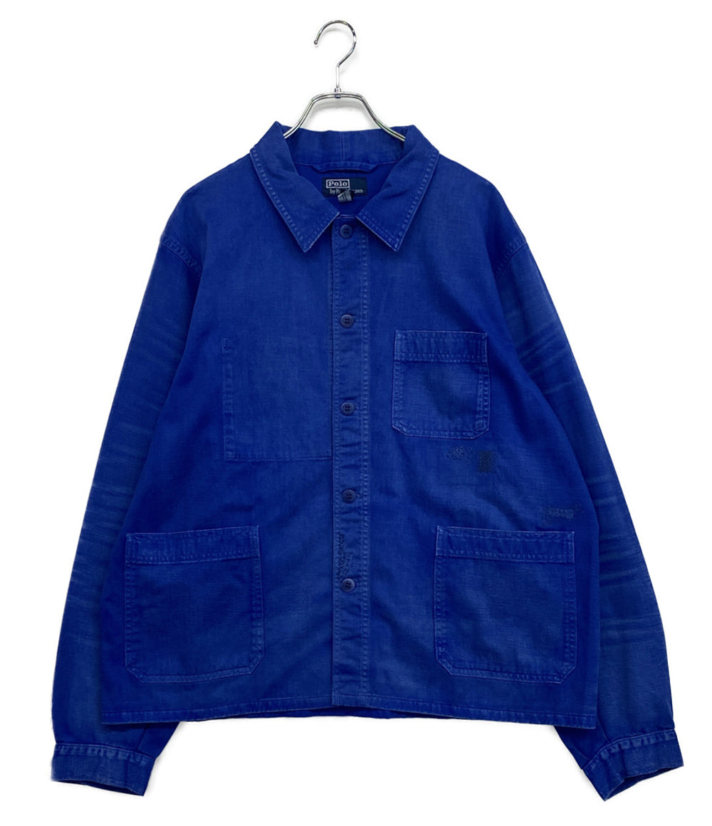 ポロ・ラルフローレン 美品 ジャケット ツイル ユーティリティ ブルー メンズ SIZE L POLO RALPH LAUREN