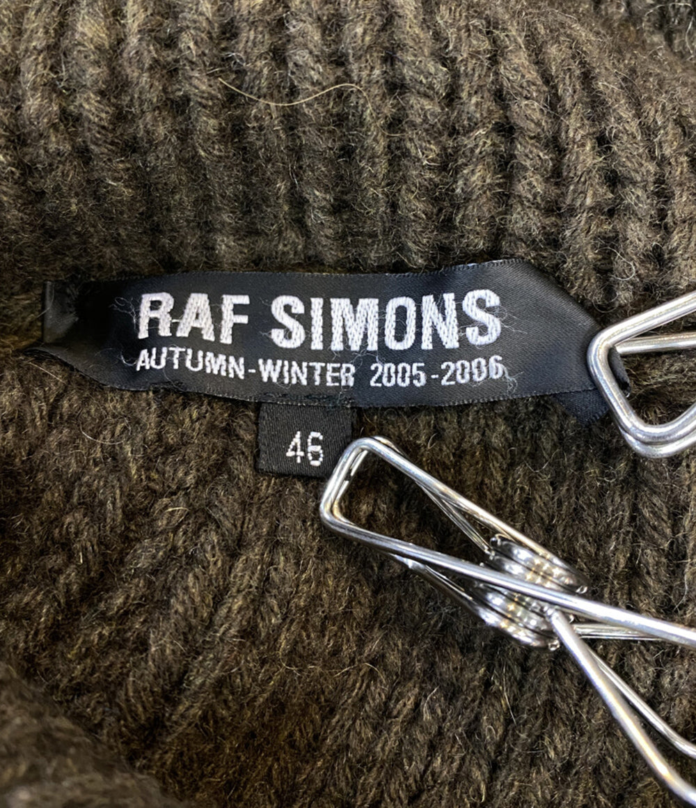 ラフシモンズ ニット ポルターガイスト期 2005-2006 フルジップ ブラウン ウール メンズ SIZE 46 RAF SIMONS