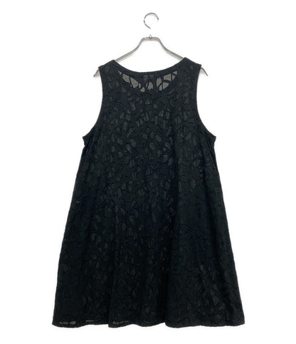 ドリスヴァンノッテン ノースリーブワンピース ブラック シアー レディース SIZE - DRIES VAN NOTEN