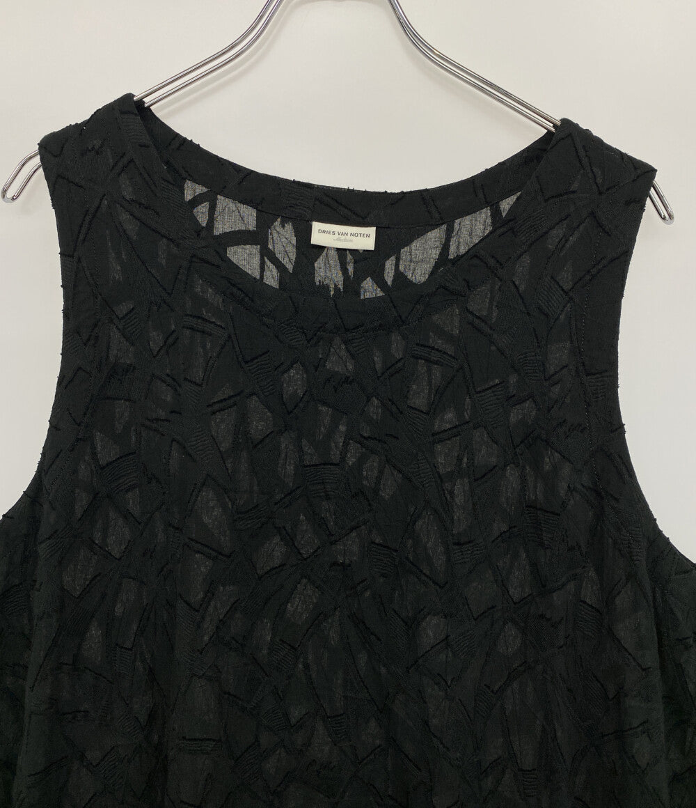 ドリスヴァンノッテン ノースリーブワンピース ブラック シアー レディース SIZE - DRIES VAN NOTEN