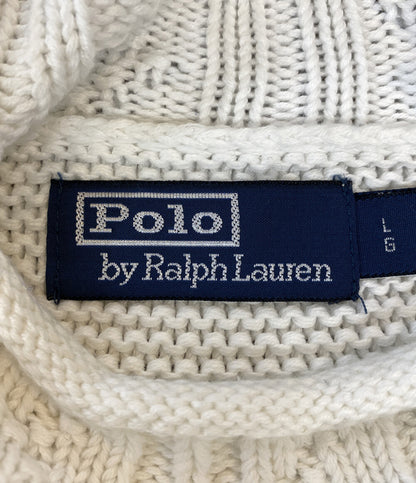 美品 POLO RALPH LAUREN ニット MARINE ホワイト コットン メンズ SIZE L ポロ・ラルフローレン