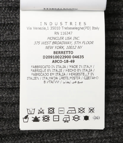 モンクレール 美品 ニット帽 D2 091 グレー カシミヤ100％ メンズ MONCLER