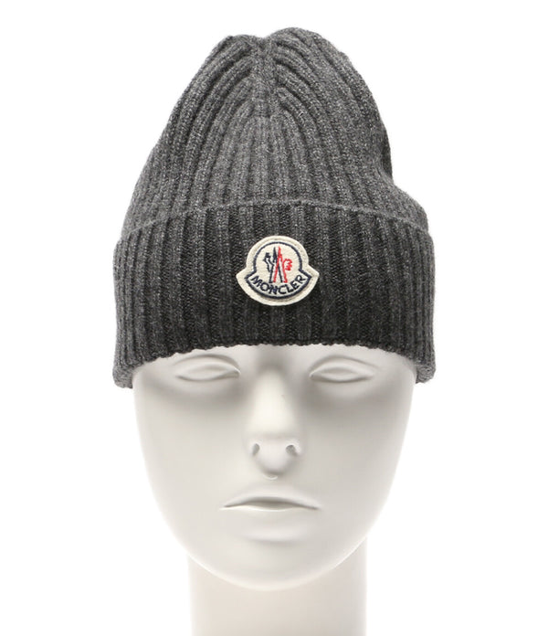 MONCLER グレー ニット帽 中古・古着通販】MONCLER (モンクレール) Moncler Wool‑Blend Beanie
