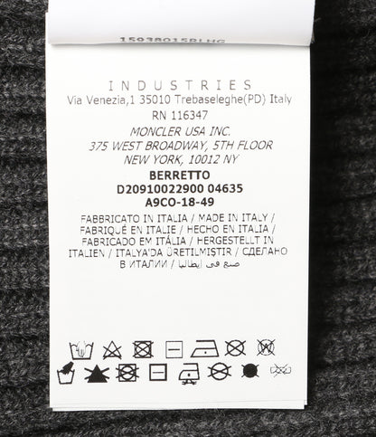モンクレール ニット帽 D2 091 グレー カシミヤ100％ メンズ MONCLER