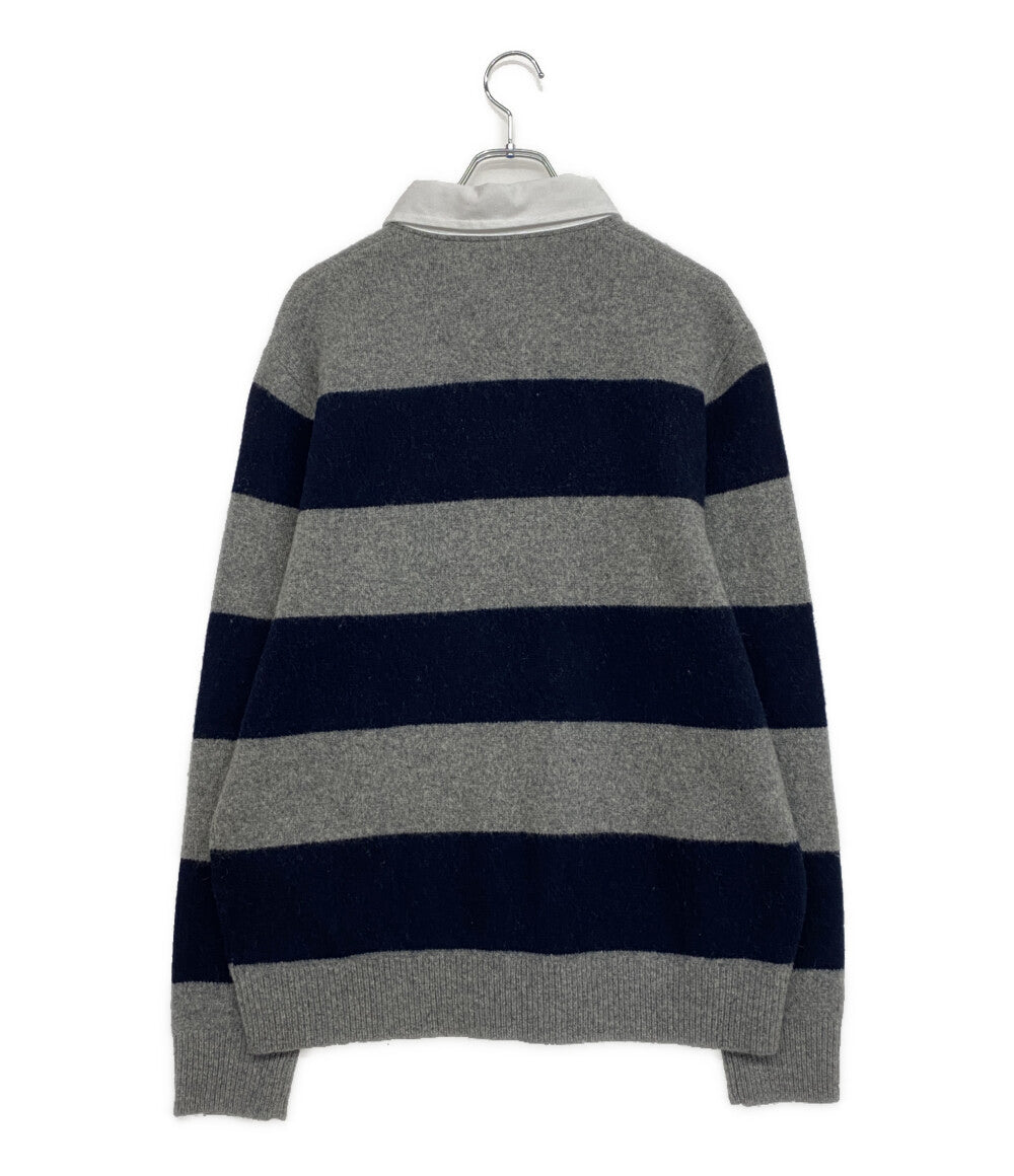 ポロ・ラルフローレン 長袖ポロシャツ ラガーシャツ カシミヤ混 ボーダー メンズ SIZE L POLO RALPH LAUREN