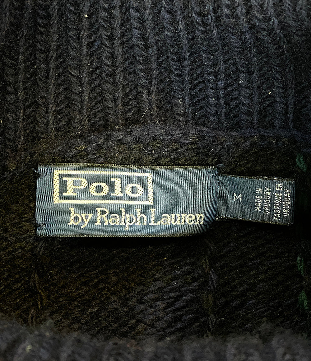 ポロ・ラルフローレン 美品 ニット ハイネック チェック 柄 MANOS.US メンズ SIZE M POLO RALPH LAUREN
