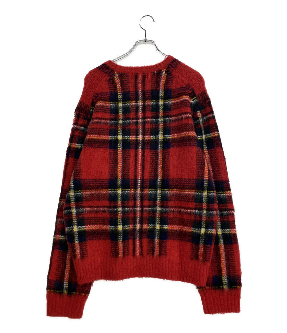 美品 POLO RALPH LAUREN ニット チェック ウールブレンド セーター RED メンズ SIZE L ポロ・ラルフローレン