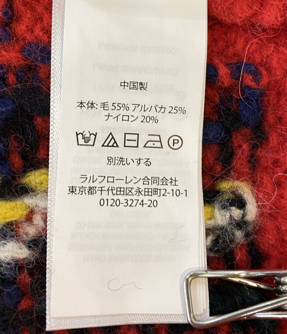 美品 POLO RALPH LAUREN ニット チェック ウールブレンド セーター RED メンズ SIZE L ポロ・ラルフローレン