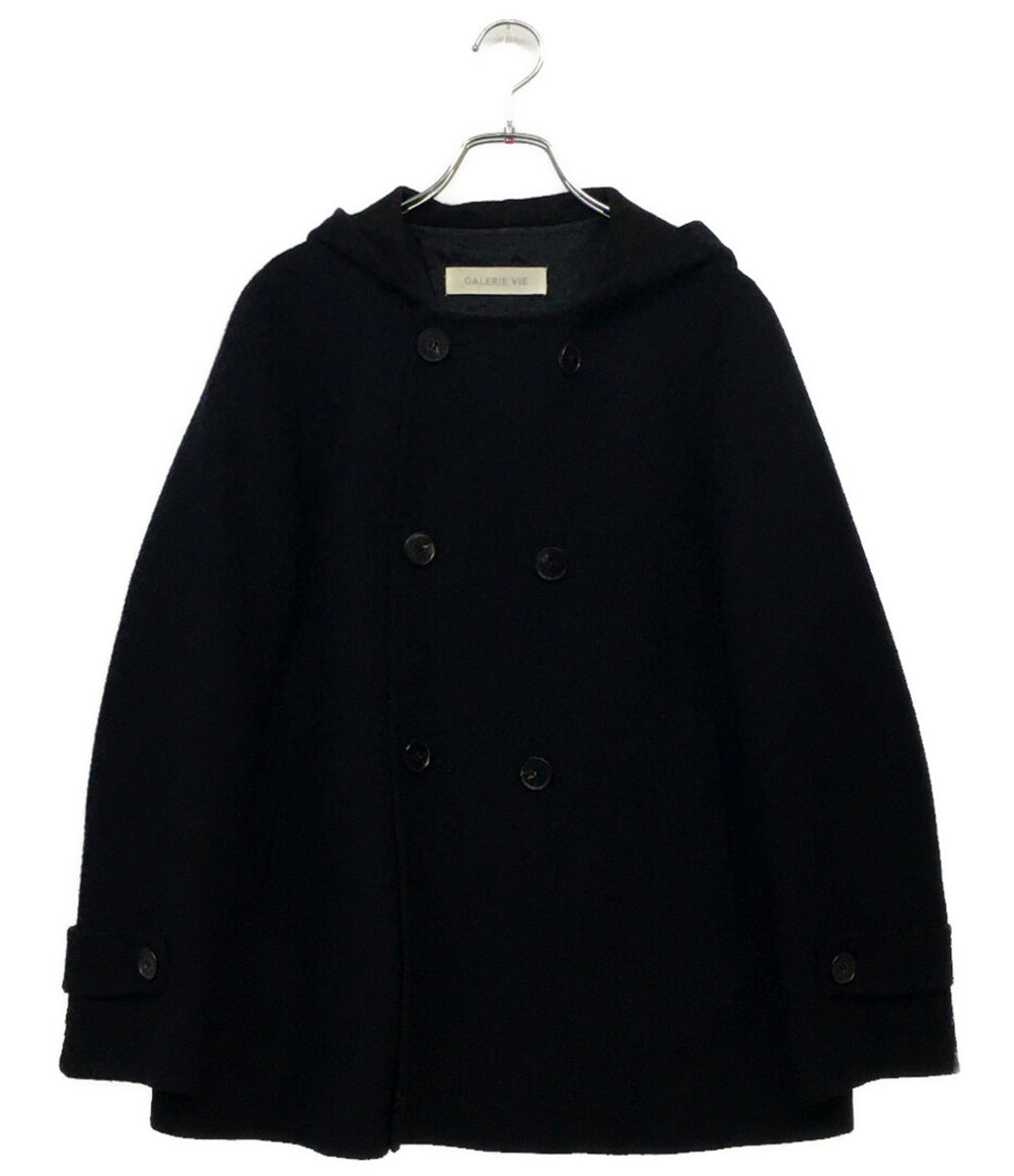 ギャルリーヴィー ピーコート ダブルフェイス ネイビー フーディー 100％カシミヤ レディース SIZE 1 GALERIE VIE