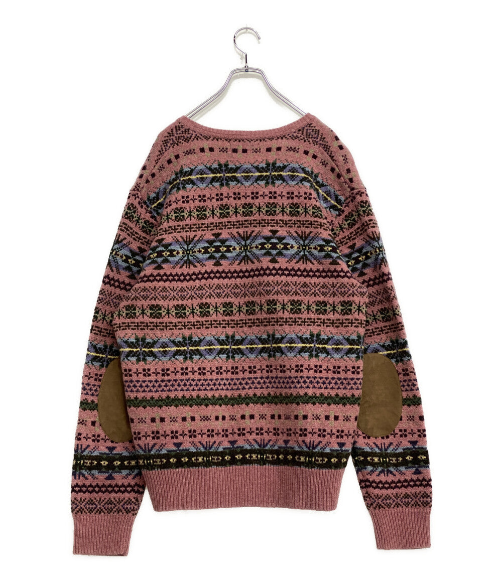 美品 POLO RALPH LAUREN フェアアイルニット カシミア混 ピンク エルボー メンズ SIZE XL ポロ・ラルフローレン