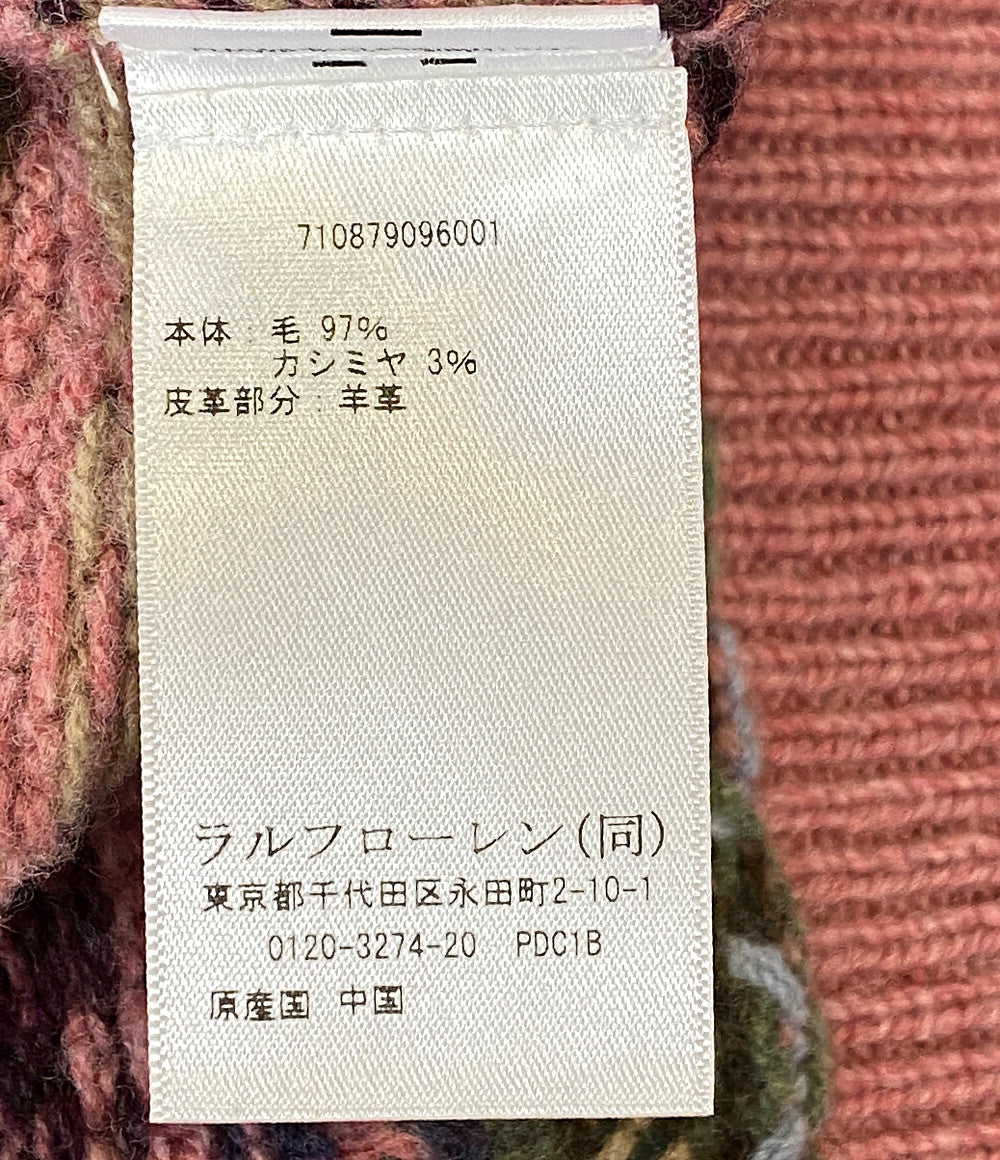 美品 POLO RALPH LAUREN フェアアイルニット カシミア混 ピンク エルボー メンズ SIZE XL ポロ・ラルフローレン