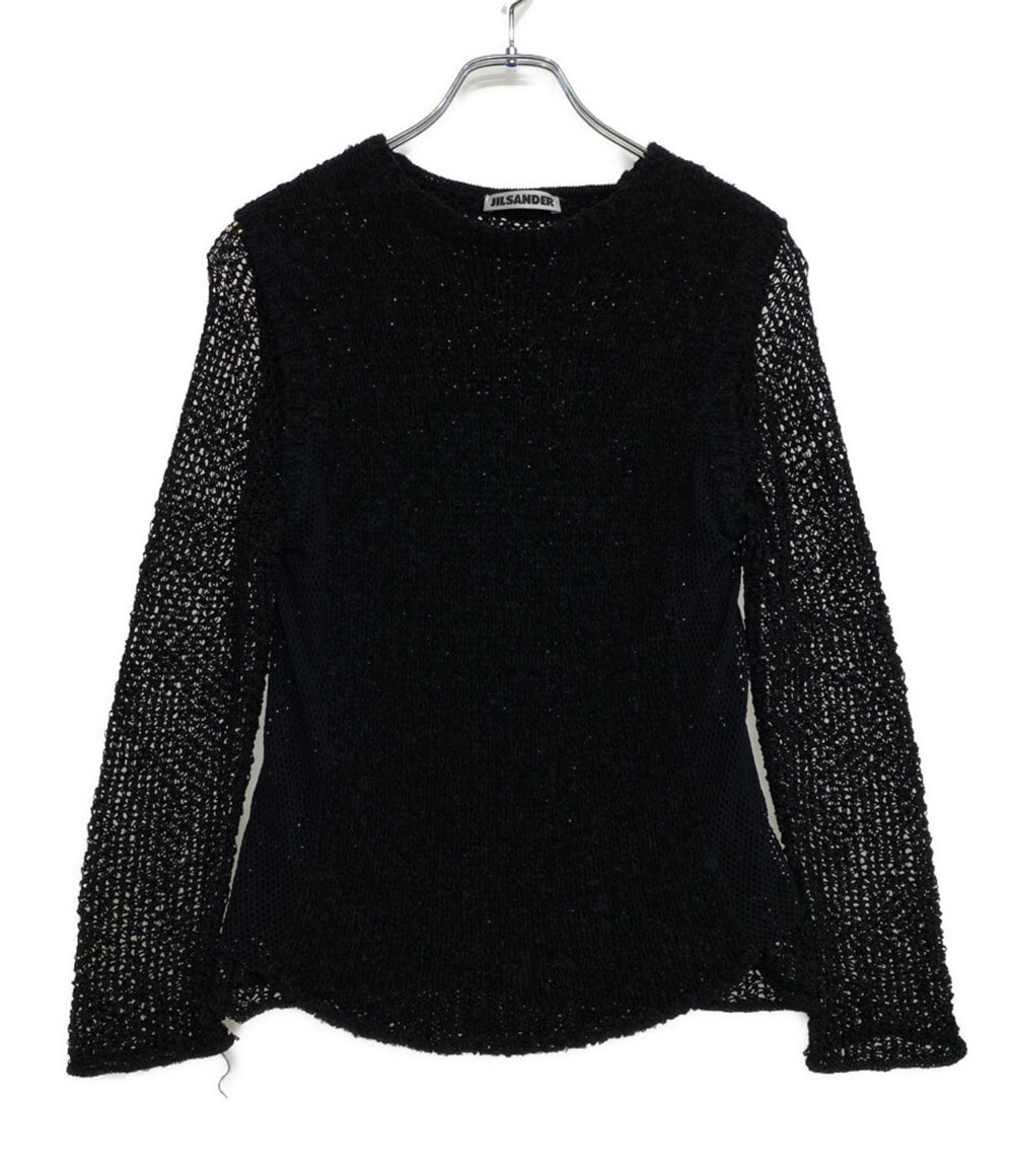 ジルサンダー 長袖ニット イタリア製 FLEECE WOOL レイヤード BLK レディース SIZE - JIL SANDER