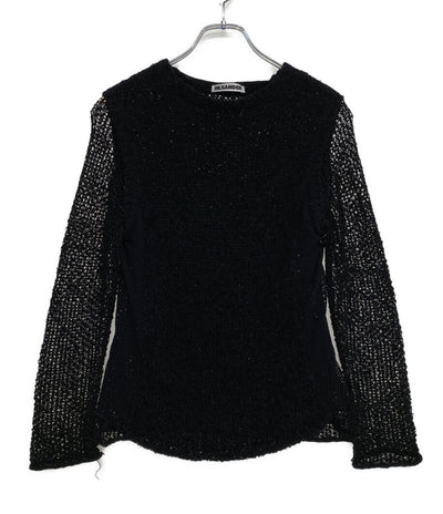 ジルサンダー 長袖ニット イタリア製 FLEECE WOOL レイヤード BLK レディース SIZE - JIL SANDER