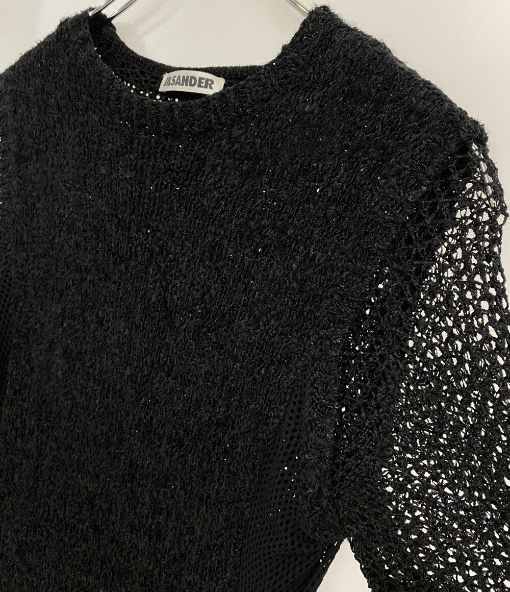 ジルサンダー 長袖ニット イタリア製 FLEECE WOOL レイヤード BLK レディース SIZE - JIL SANDER