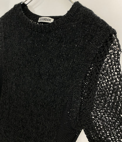 ジルサンダー 長袖ニット イタリア製 FLEECE WOOL レイヤード BLK レディース SIZE - JIL SANDER