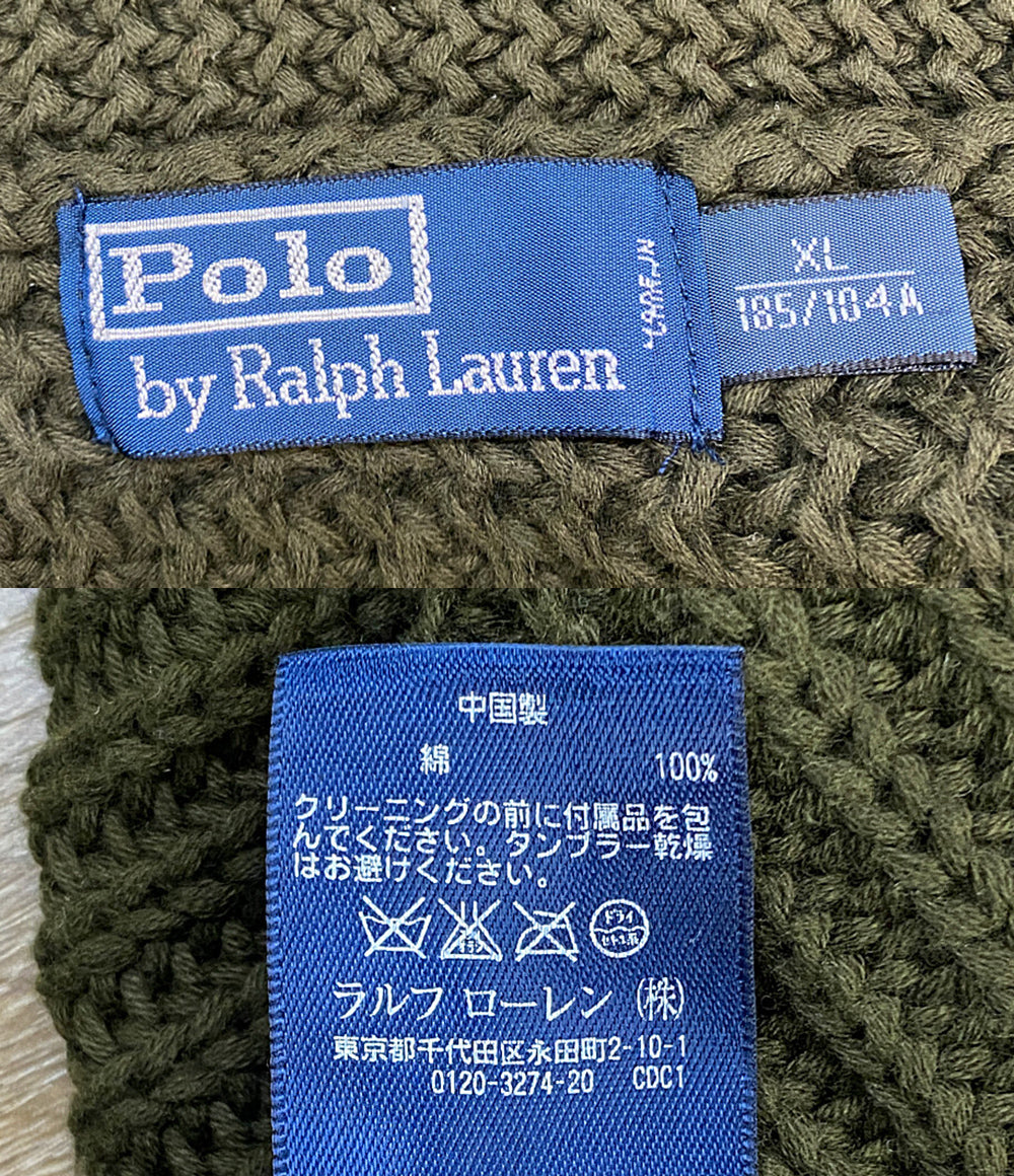 POLO RALPH LAUREN カーディガン PIMA COTTON ローゲージ ショールカラー OLIVE メンズ SIZE XL ポロ・ラルフローレン
