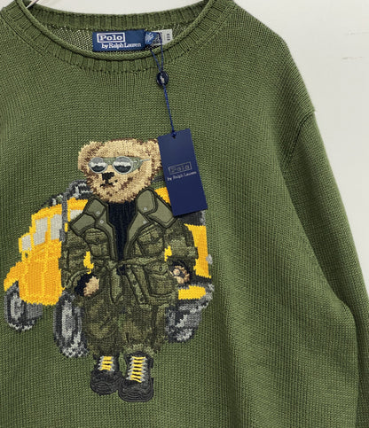 ポロ・ラルフローレン 美品 ニット POLO BEAR OLIVE メンズ SIZE L POLO RALPH LAUREN