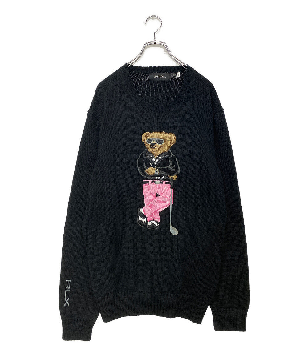 RLX RALPH LAUREN ニット GOLF BEAR ブラック 785931321001 メンズ SIZE L アールエルエックス ラルフローレン